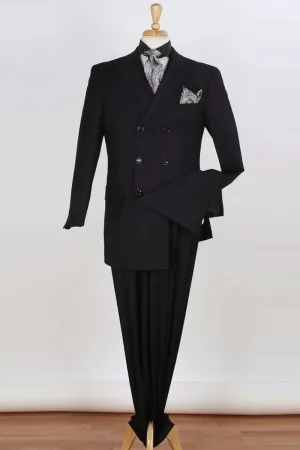 "Apollo King Men's Classy Three-Quarter Length DB Suit –Black"