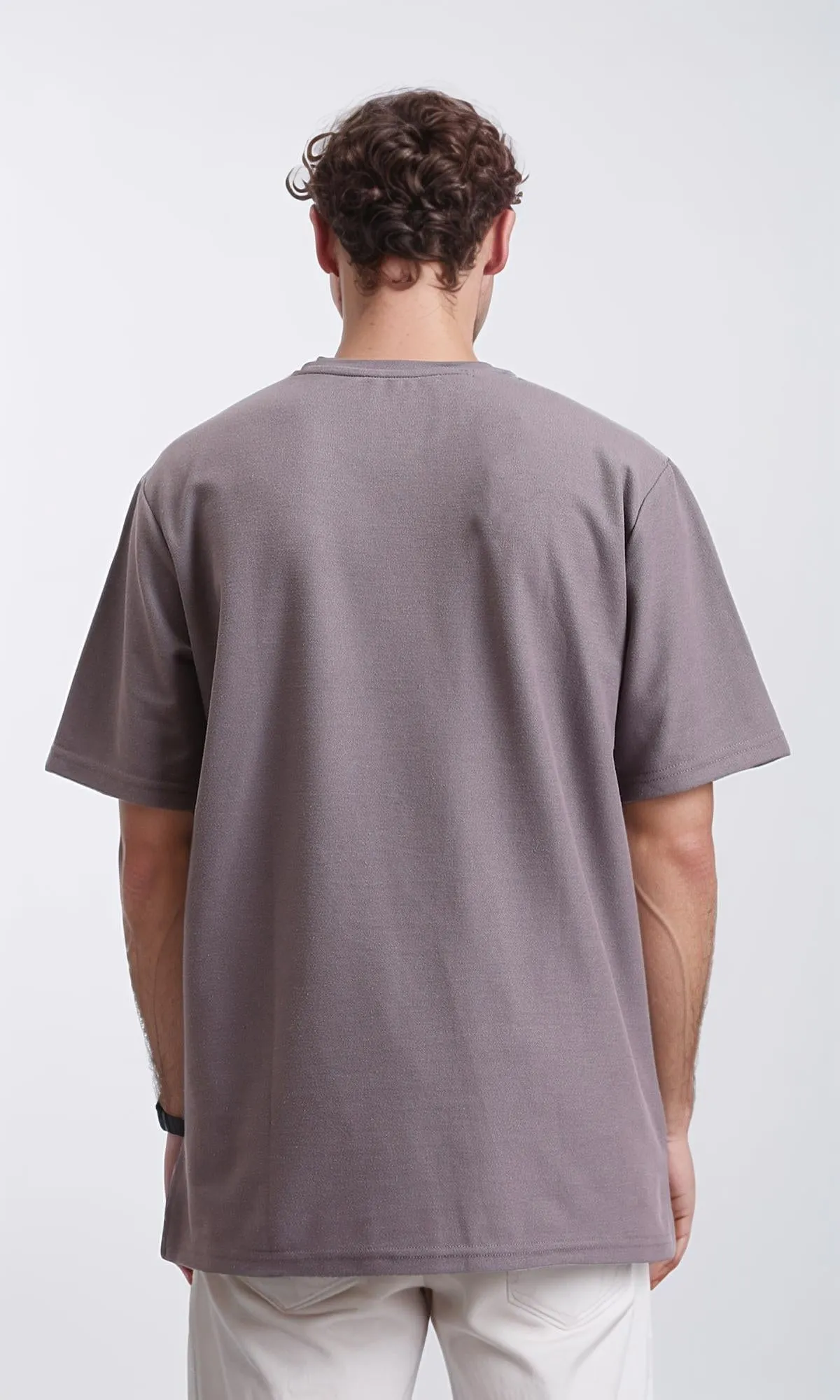 R208591 - Round Neck Solid Basic Tee - Dark Grey