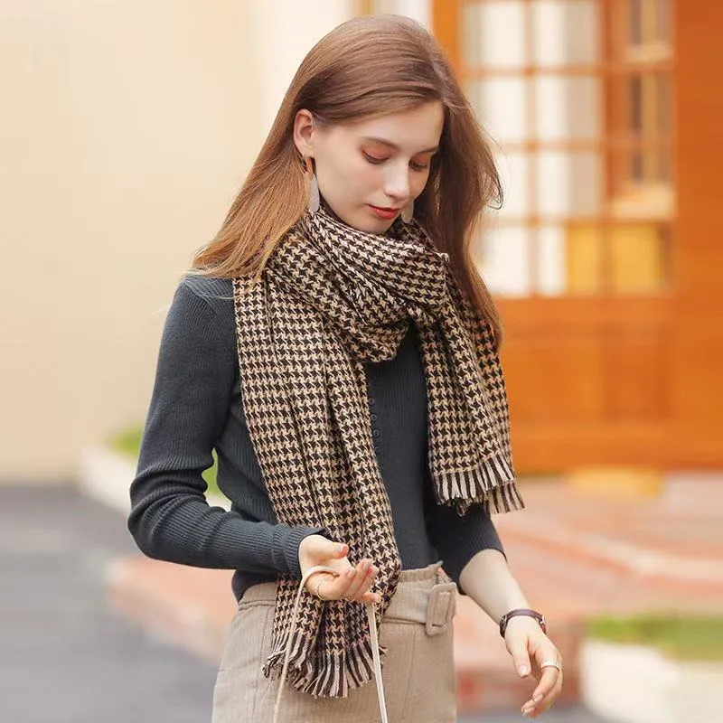 Scarf for Women Autumn Winter Houndstooth Warm Shawl