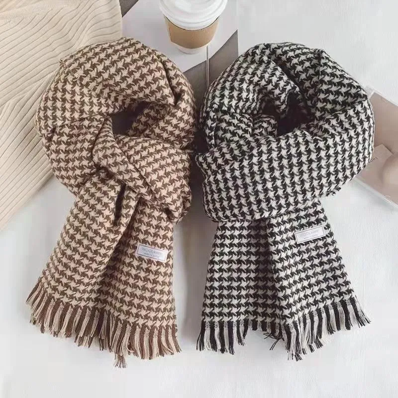 Scarf for Women Autumn Winter Houndstooth Warm Shawl