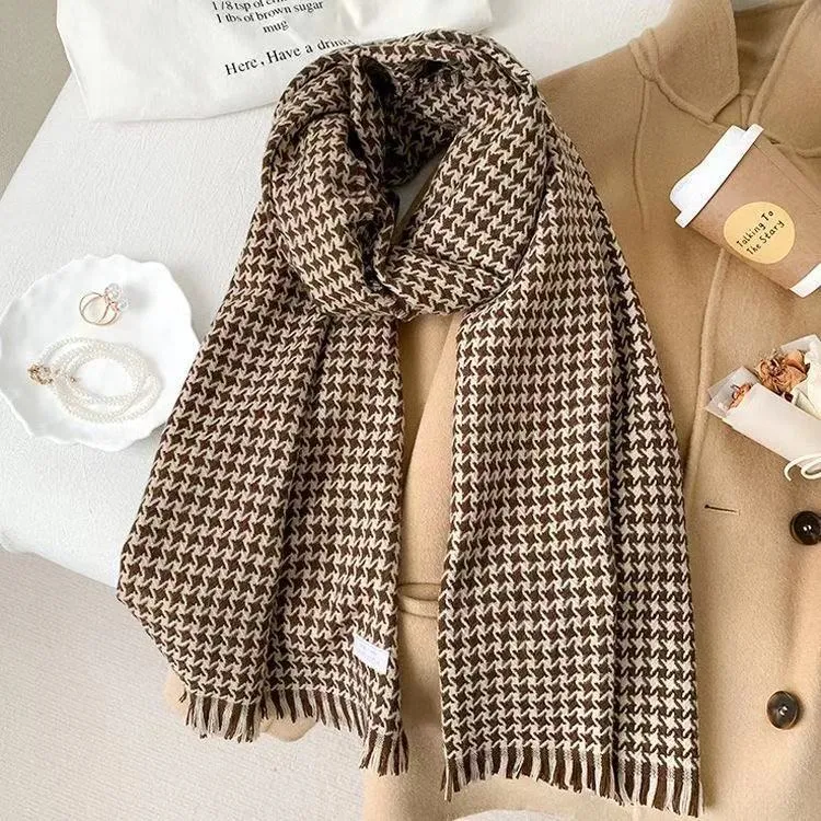 Scarf for Women Autumn Winter Houndstooth Warm Shawl