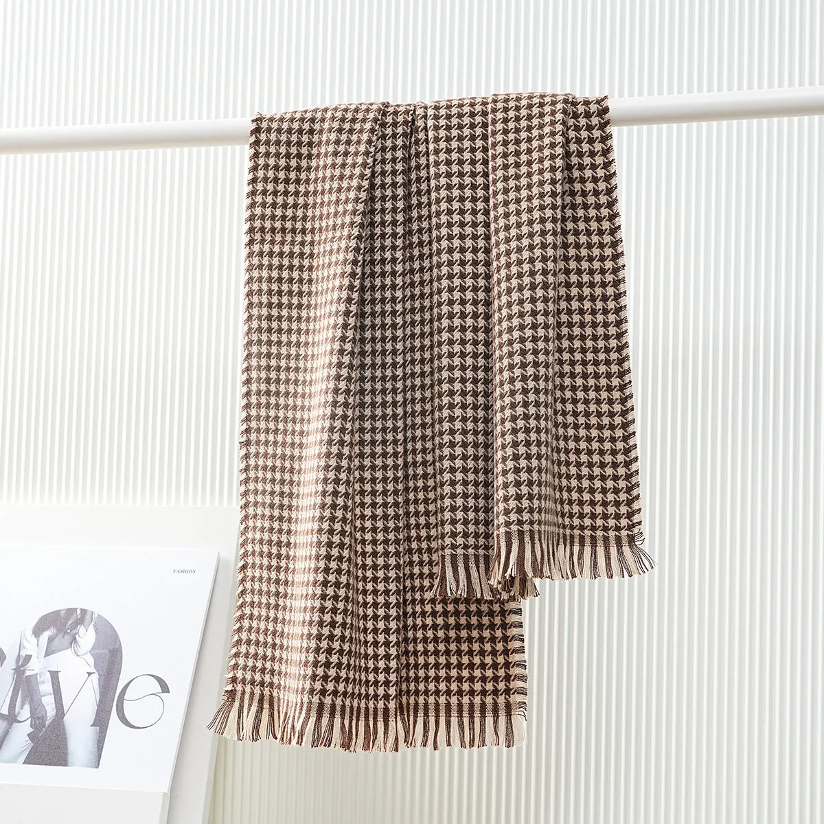 Scarf for Women Autumn Winter Houndstooth Warm Shawl
