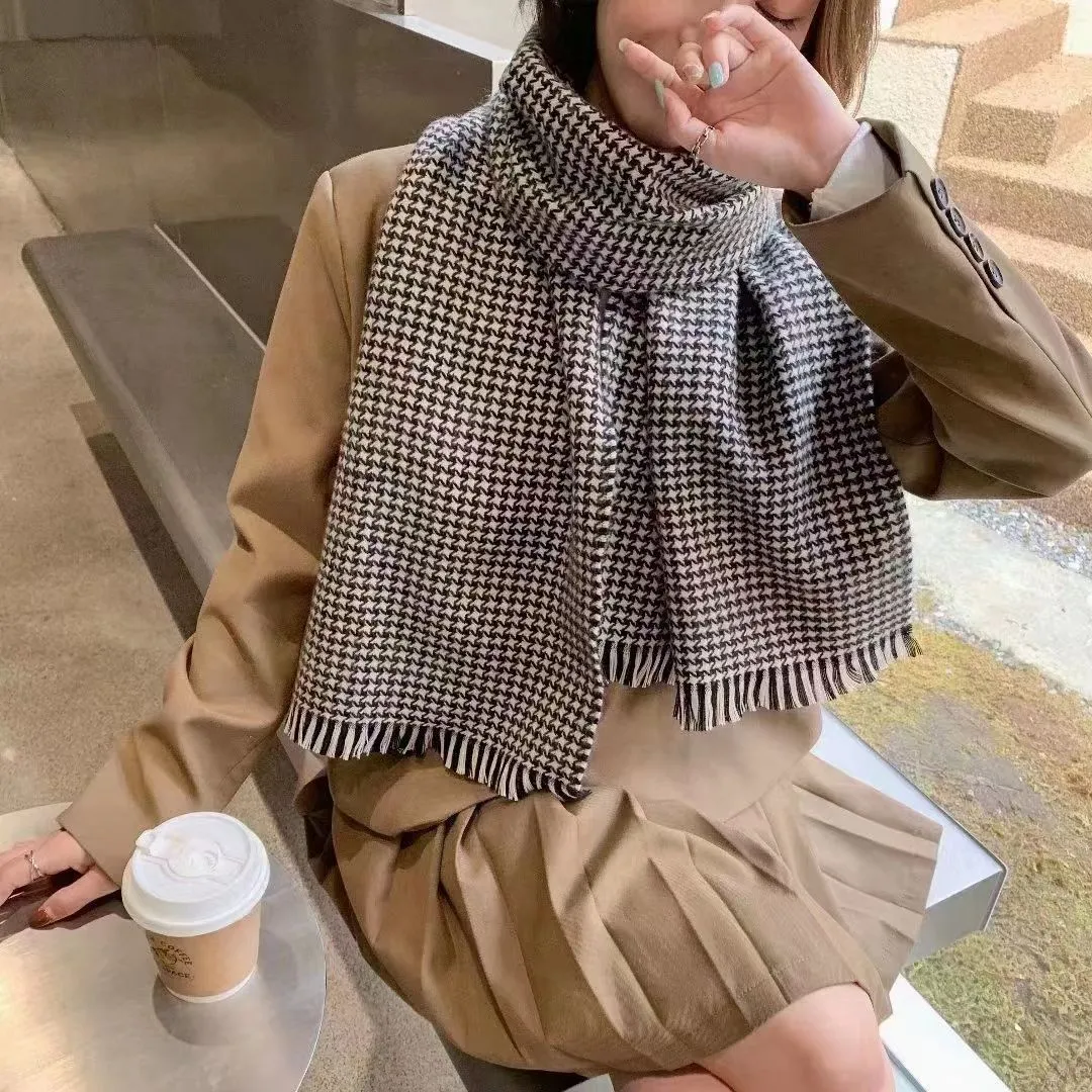 Scarf for Women Autumn Winter Houndstooth Warm Shawl