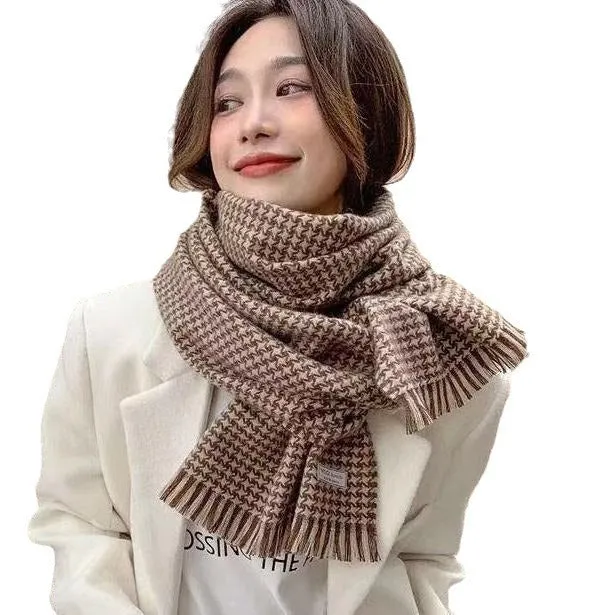 Scarf for Women Autumn Winter Houndstooth Warm Shawl