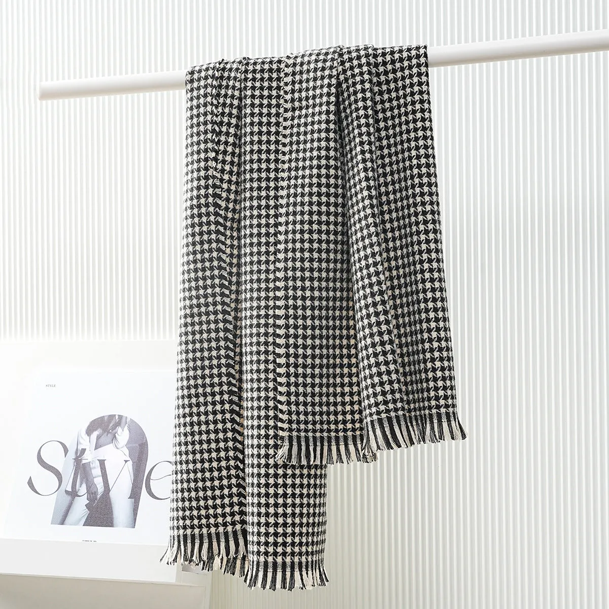 Scarf for Women Autumn Winter Houndstooth Warm Shawl