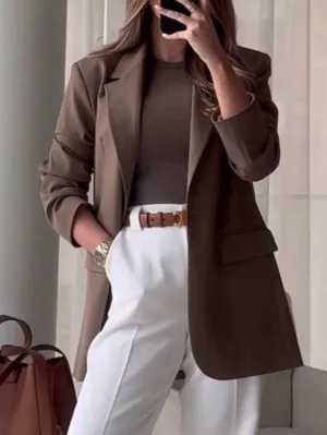 SHEIN Frenchy Solid Color Lapel Collar Suit Jacket SHEIN Frenchy Solid Color Lapel Collar Suit Jacket