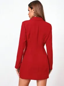 SHEIN Privé Lapel Collar Double Breasted Blazer