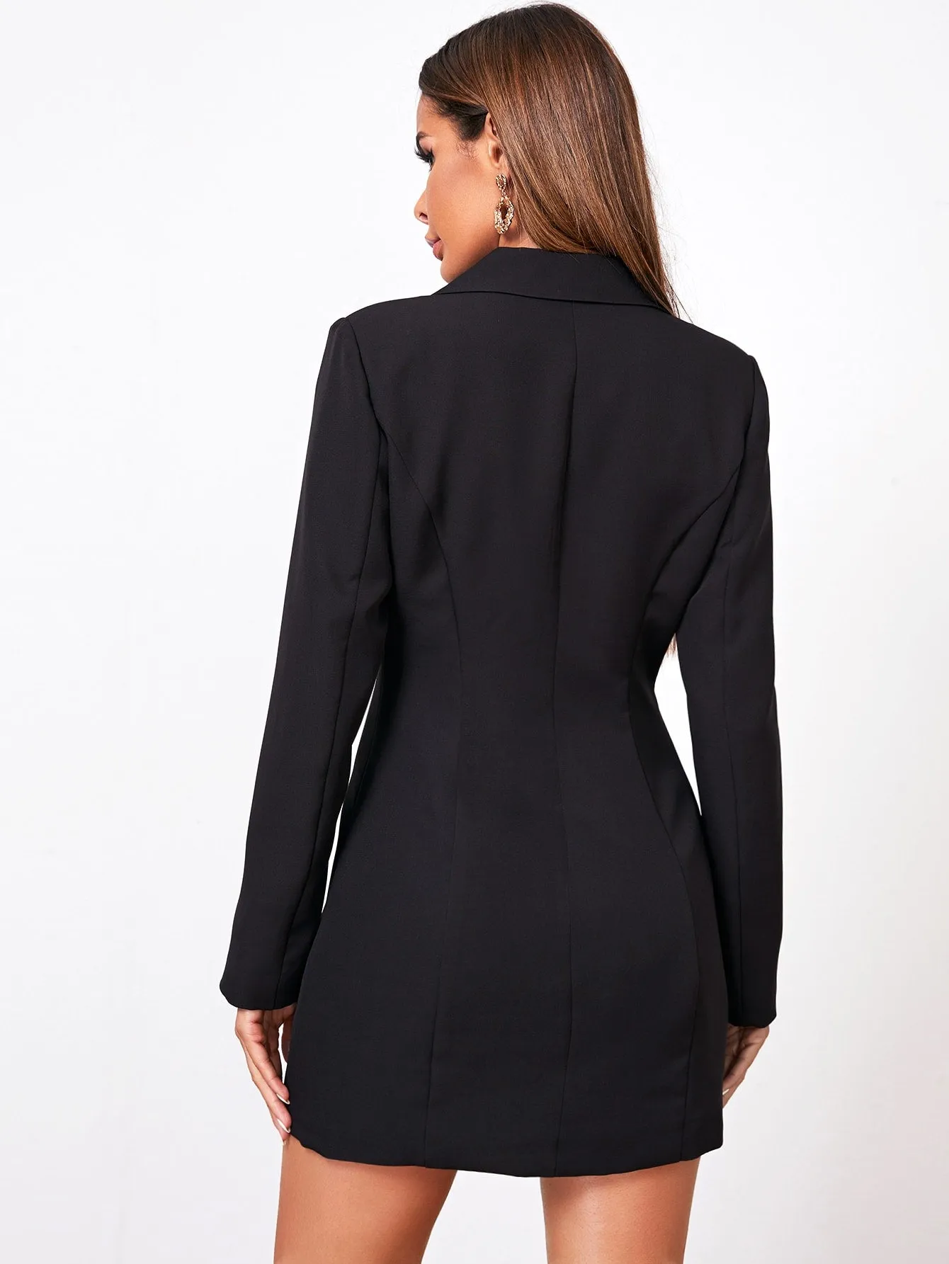 SHEIN Privé Lapel Collar Double Breasted Blazer