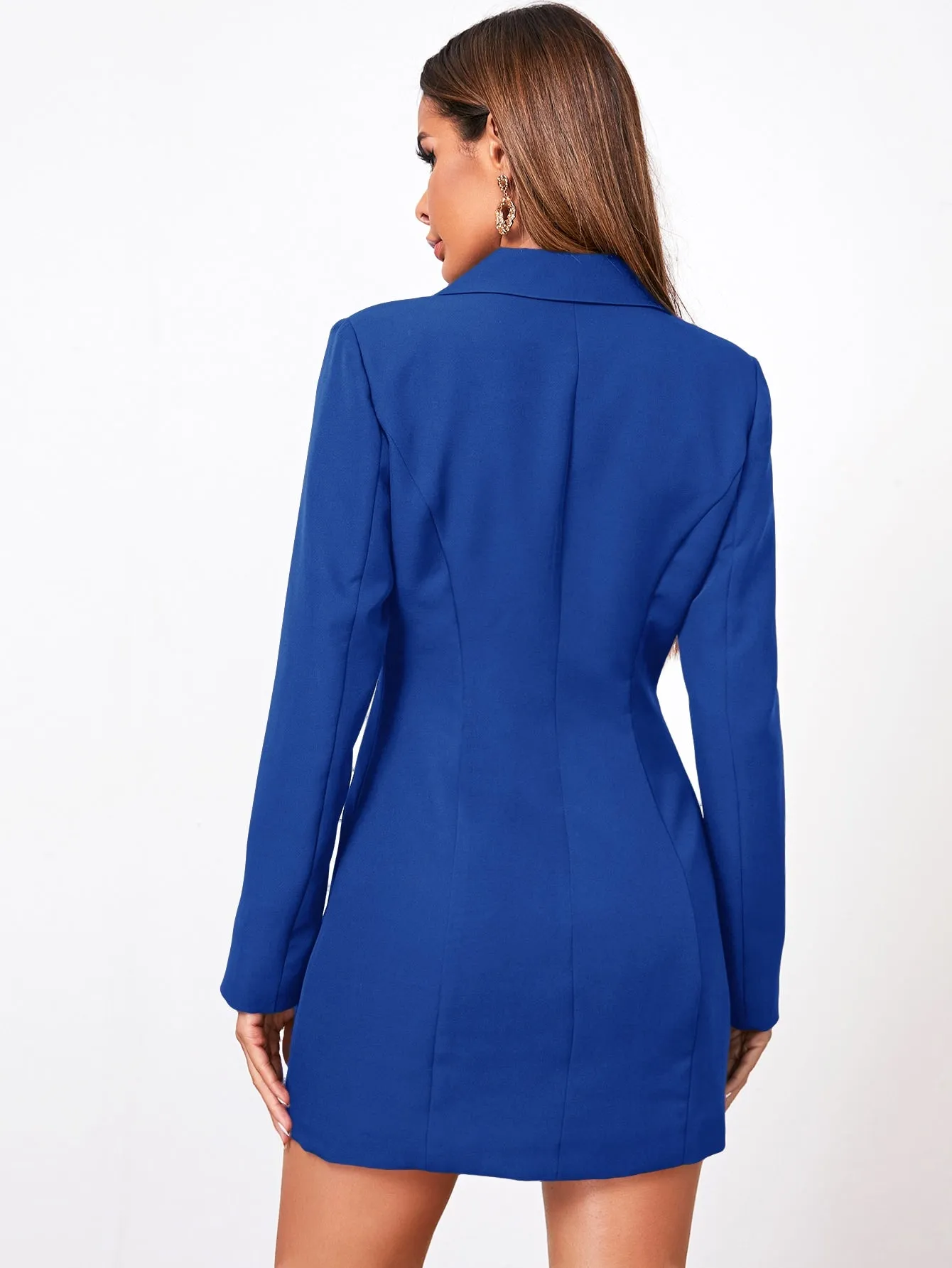 SHEIN Privé Lapel Collar Double Breasted Blazer