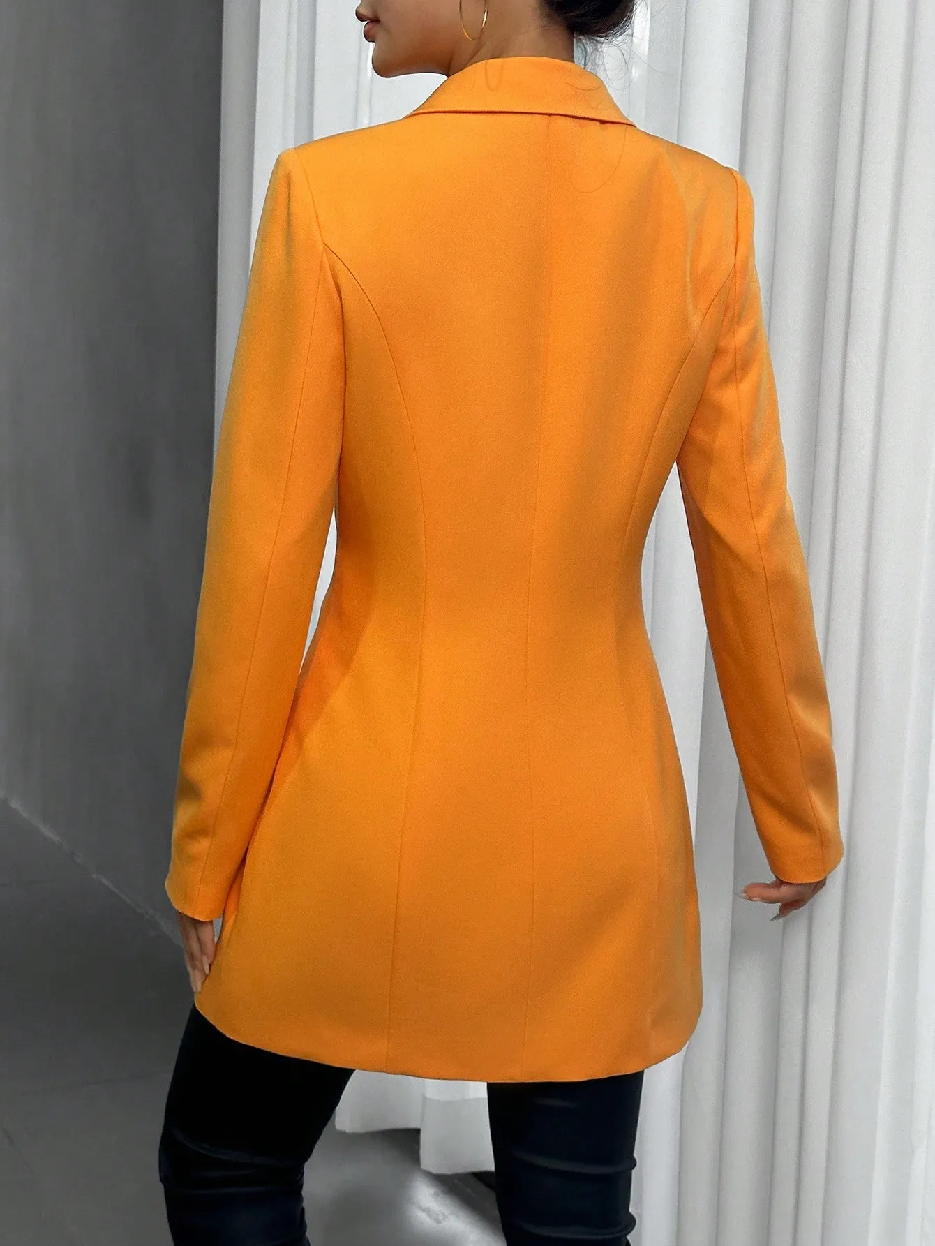 SHEIN Privé Lapel Collar Double Breasted Blazer