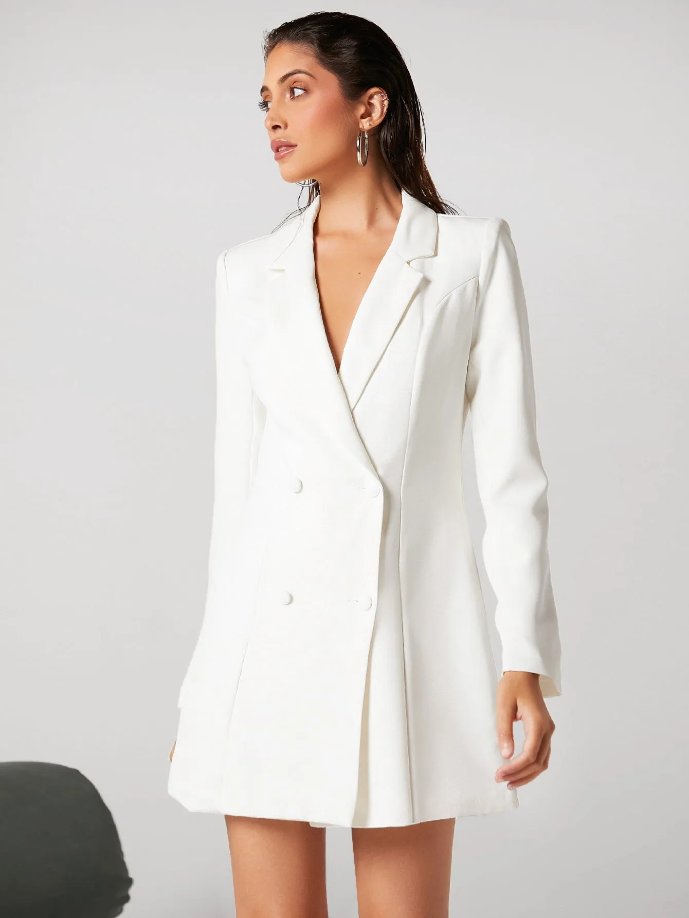 SHEIN Privé Lapel Collar Double Breasted Blazer