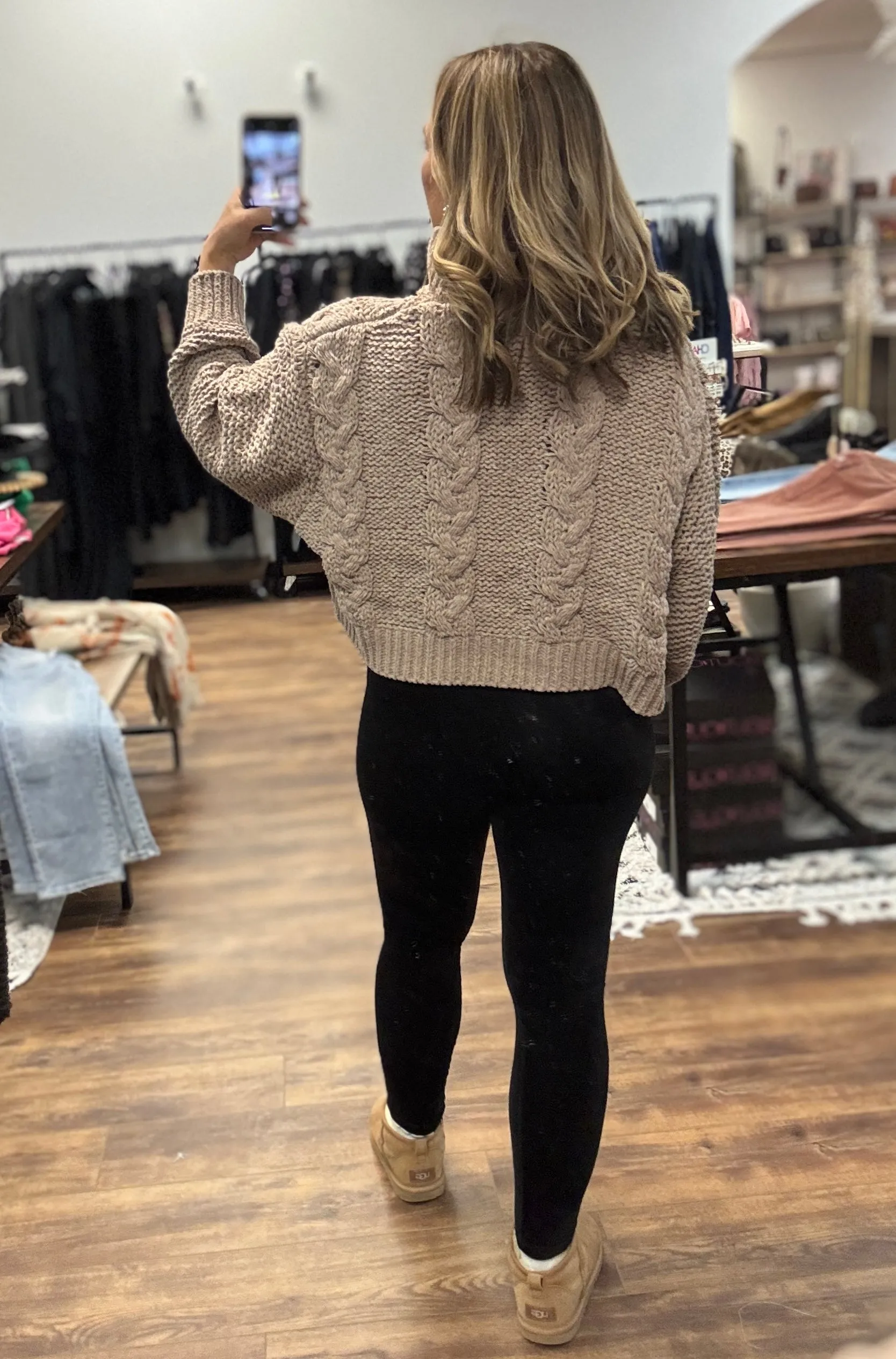 Simply Southern Braid Sweater - Tan