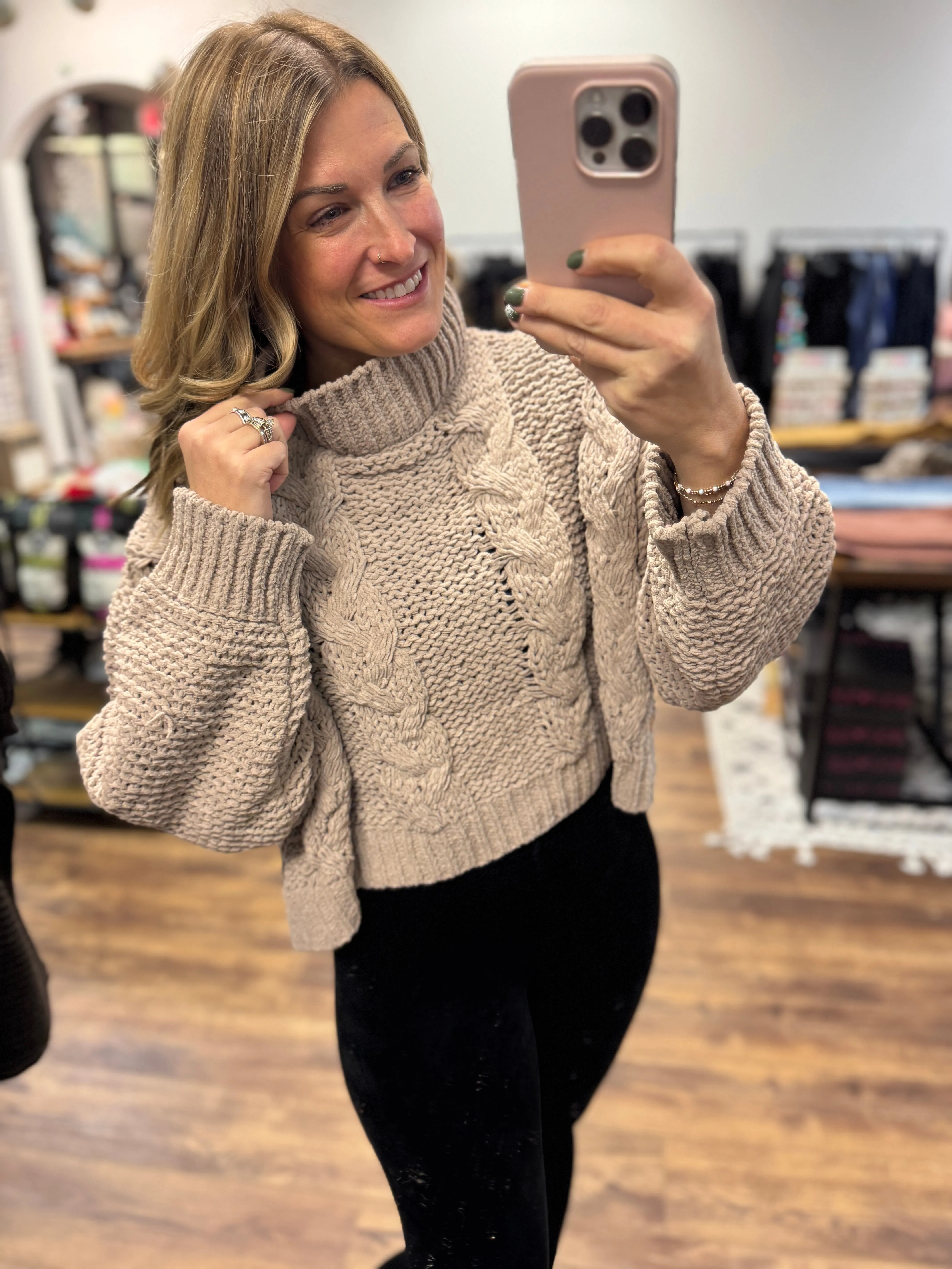 Simply Southern Braid Sweater - Tan