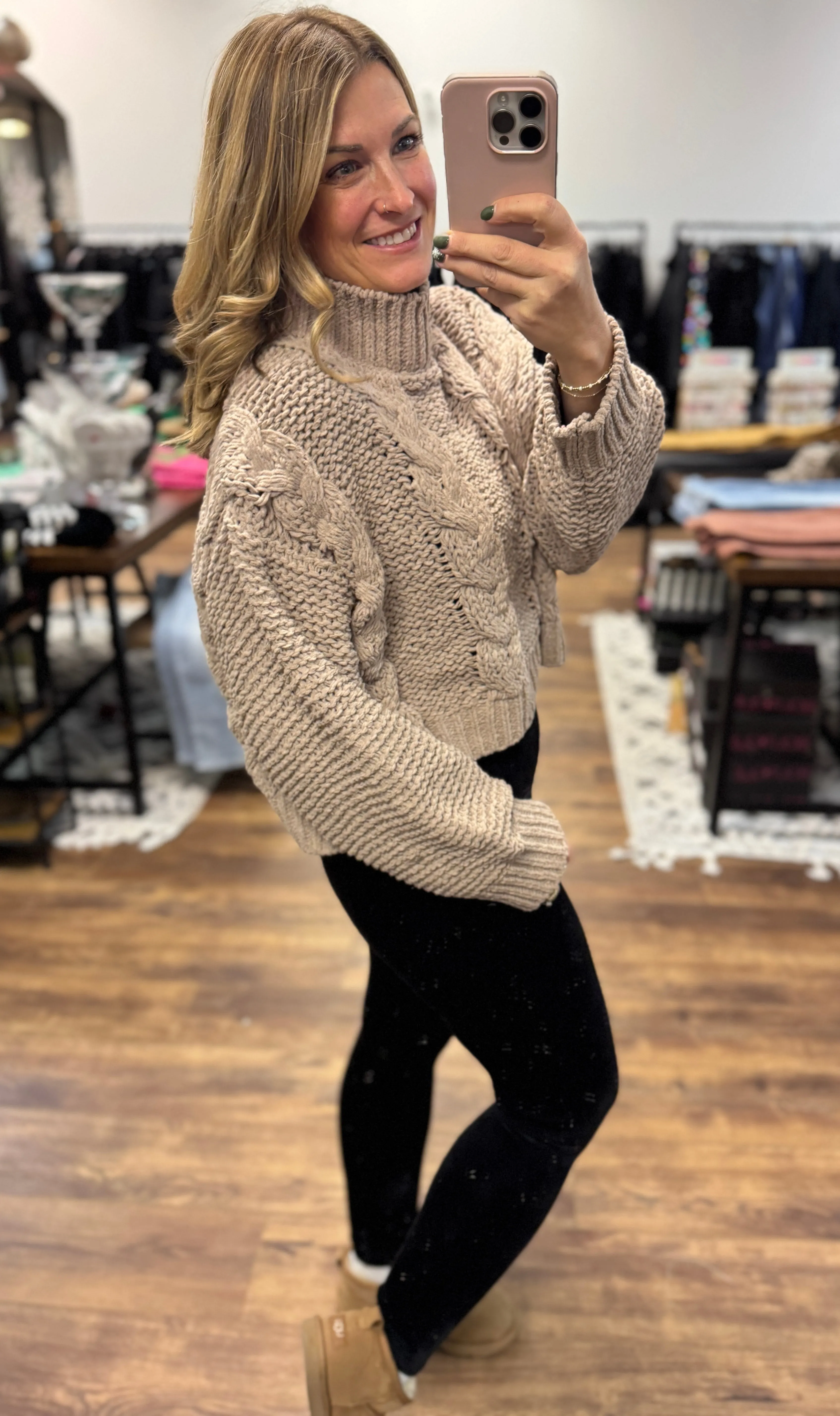 Simply Southern Braid Sweater - Tan