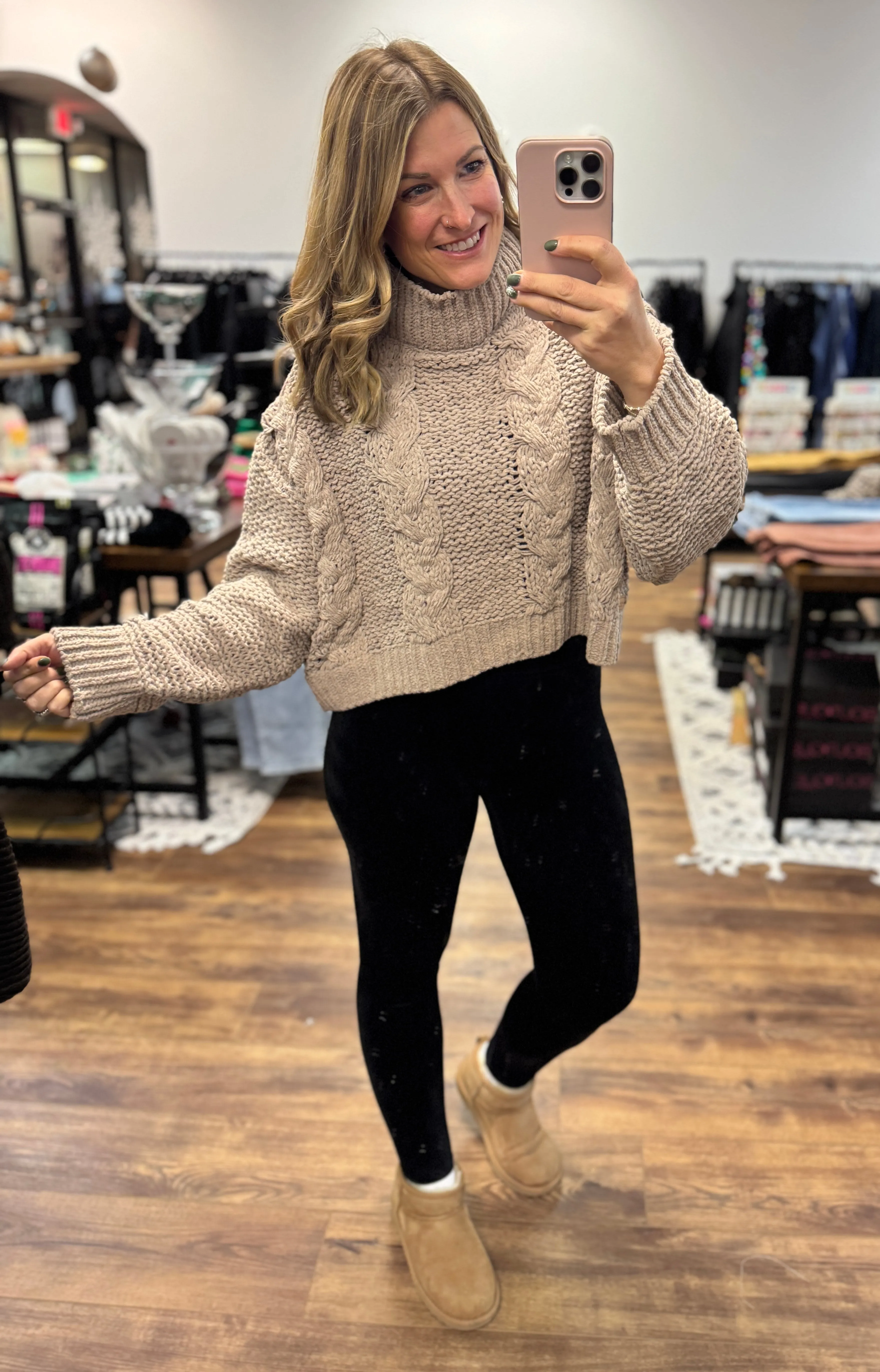 Simply Southern Braid Sweater - Tan