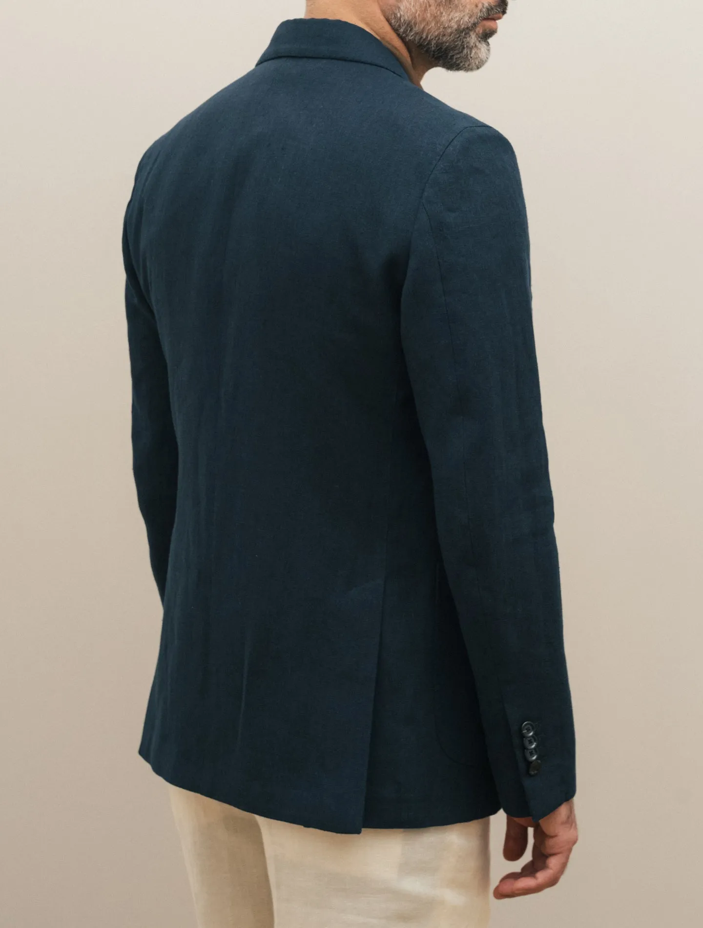 Single Breasted Linen Jacket Navy
