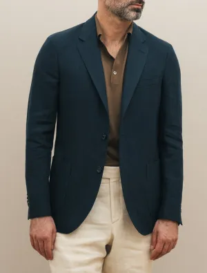 Single Breasted Linen Jacket Navy