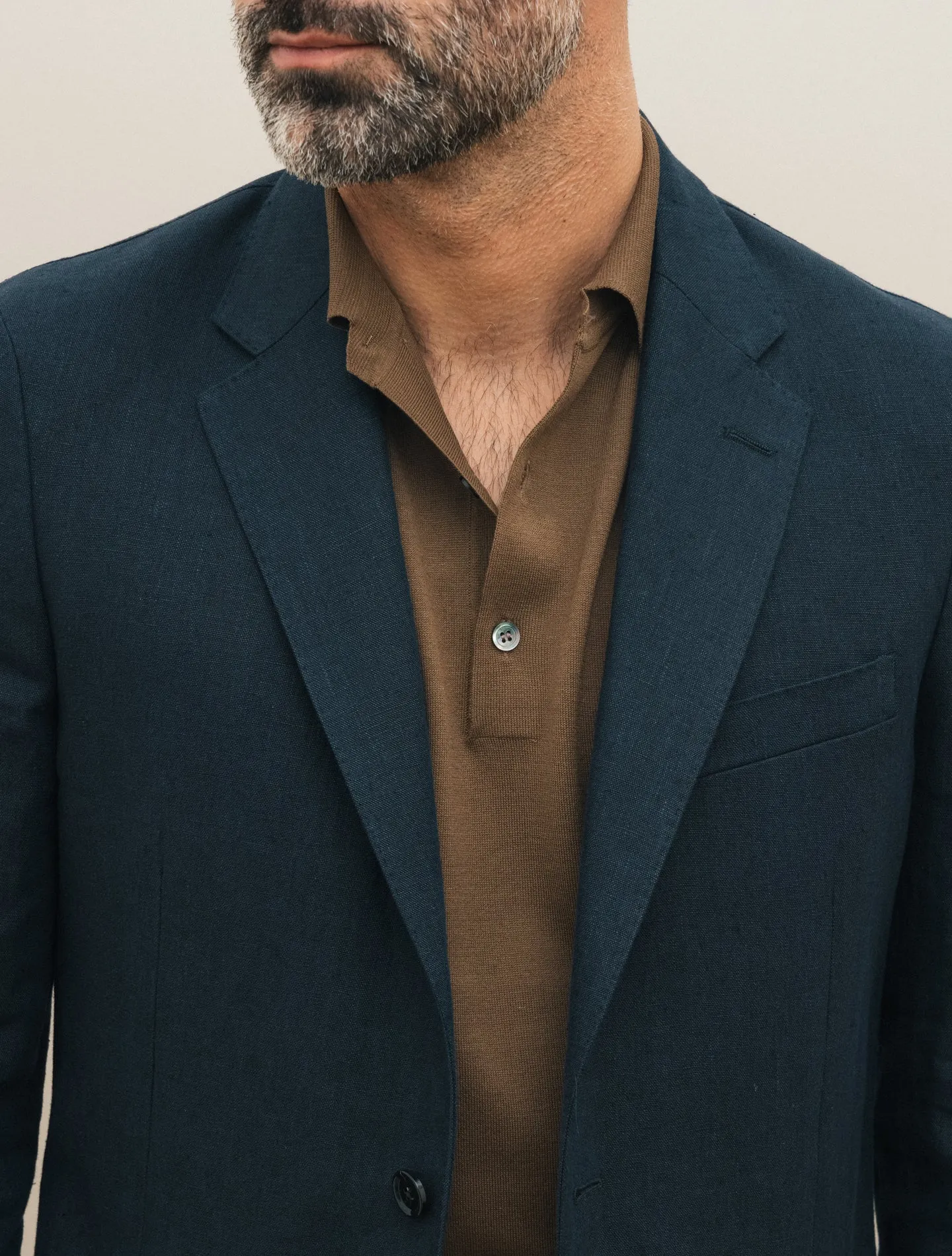 Single Breasted Linen Jacket Navy