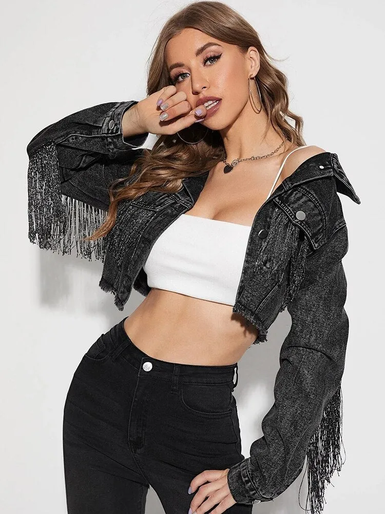 Street Tassel Short Denim Jackets Retro