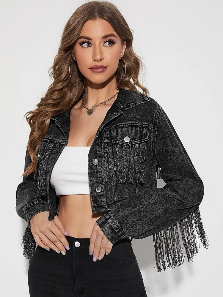 Street Tassel Short Denim Jackets Retro