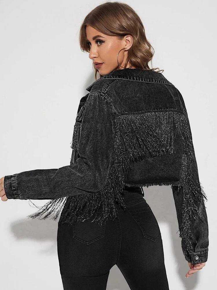 Street Tassel Short Denim Jackets Retro
