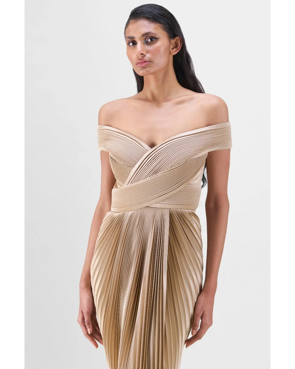 Structured Pliss Gown