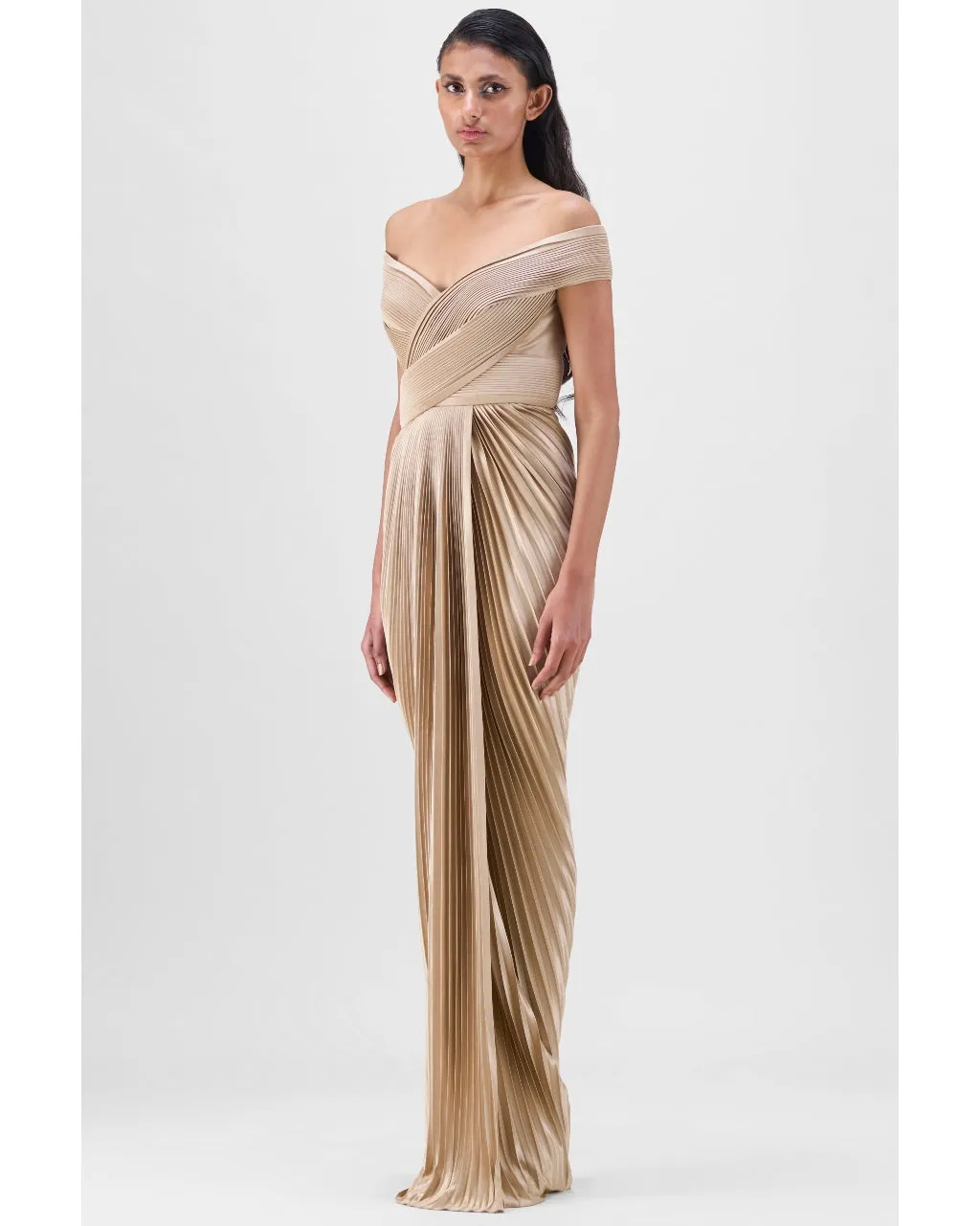 Structured Pliss Gown