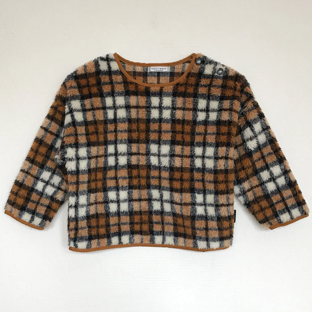 Sweater Mushy Teddy Checked Brown