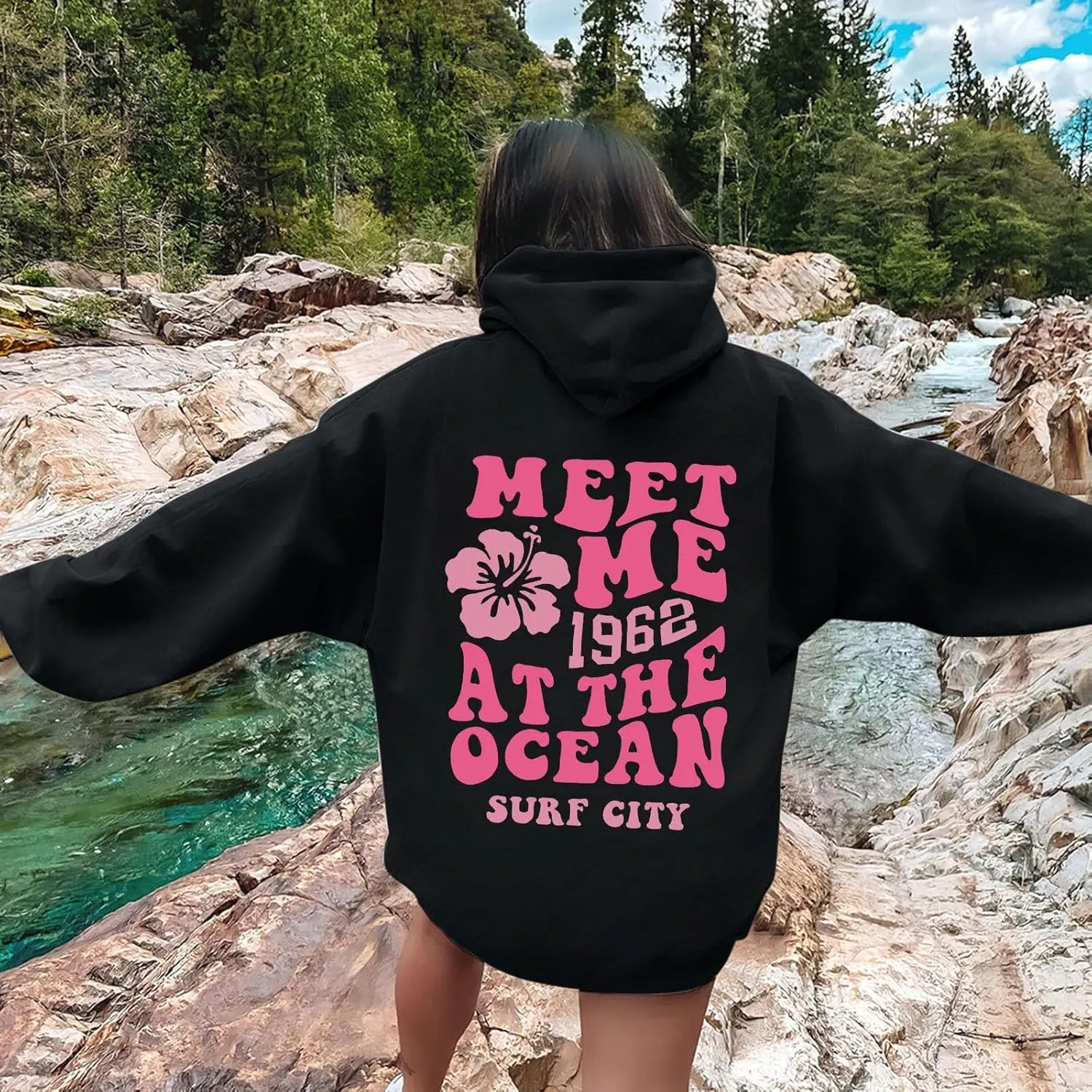 Sweatshirts For Teen Girls Long Sleeve Letter Print Casual Graphic Hoodies Drawstring Pullover Oversized Hoodies