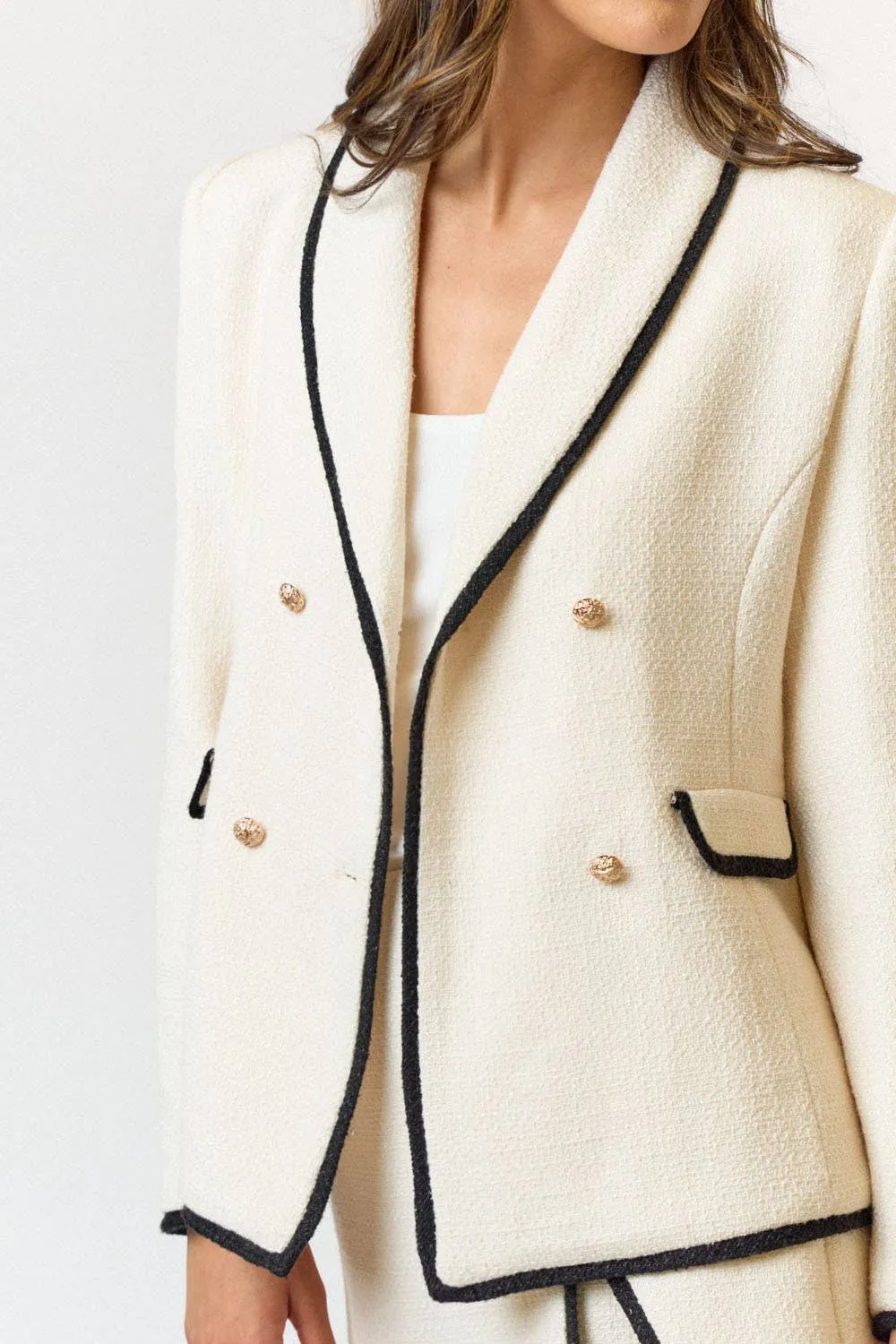 Teresa Contrast Boucle Double Button Blazer