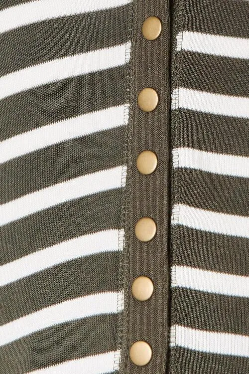 Timeless Embrace Striped Snap Front Cardigan