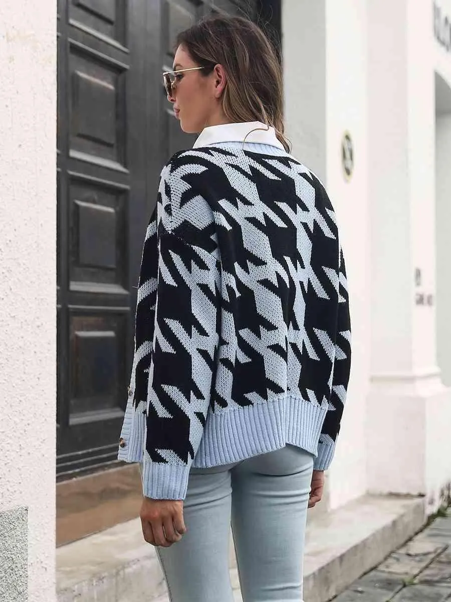 Timeless Houndstooth Cardigan Sweater
