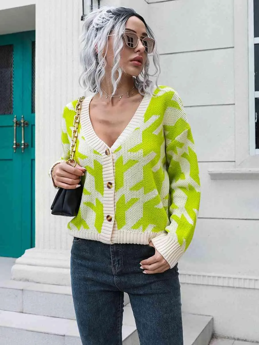 Timeless Houndstooth Cardigan Sweater