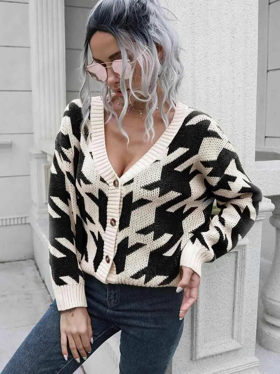 Timeless Houndstooth Cardigan Sweater