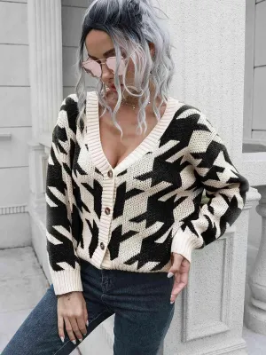Timeless Houndstooth Cardigan Sweater