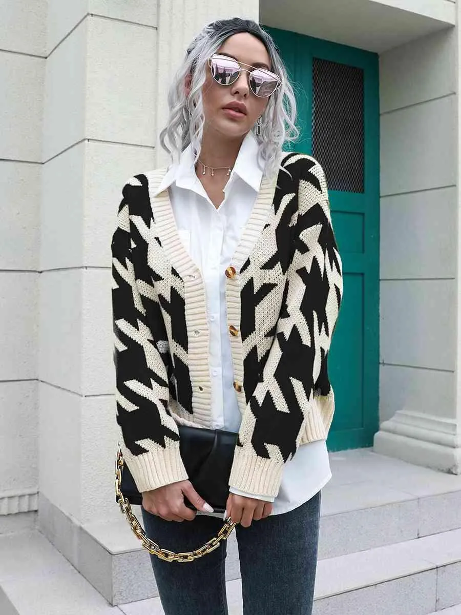 Timeless Houndstooth Cardigan Sweater