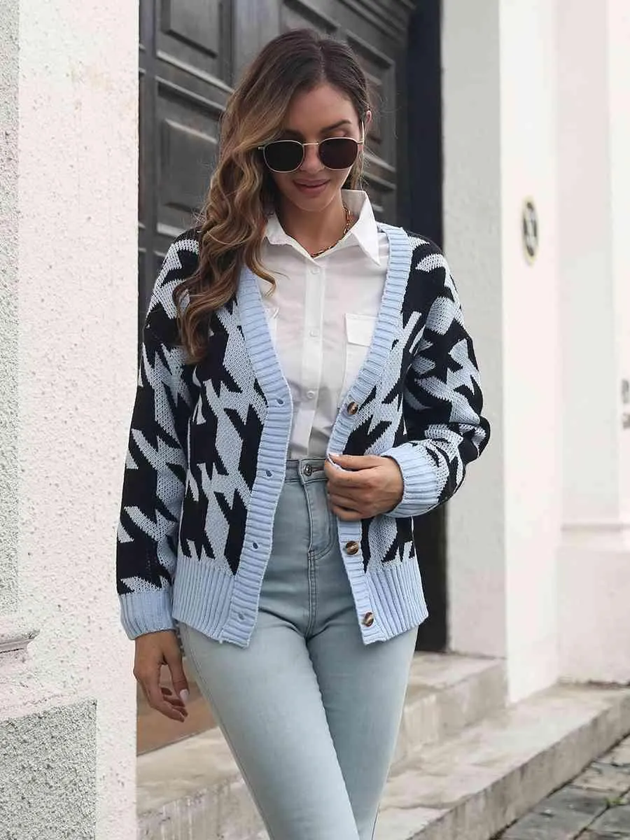 Timeless Houndstooth Cardigan Sweater