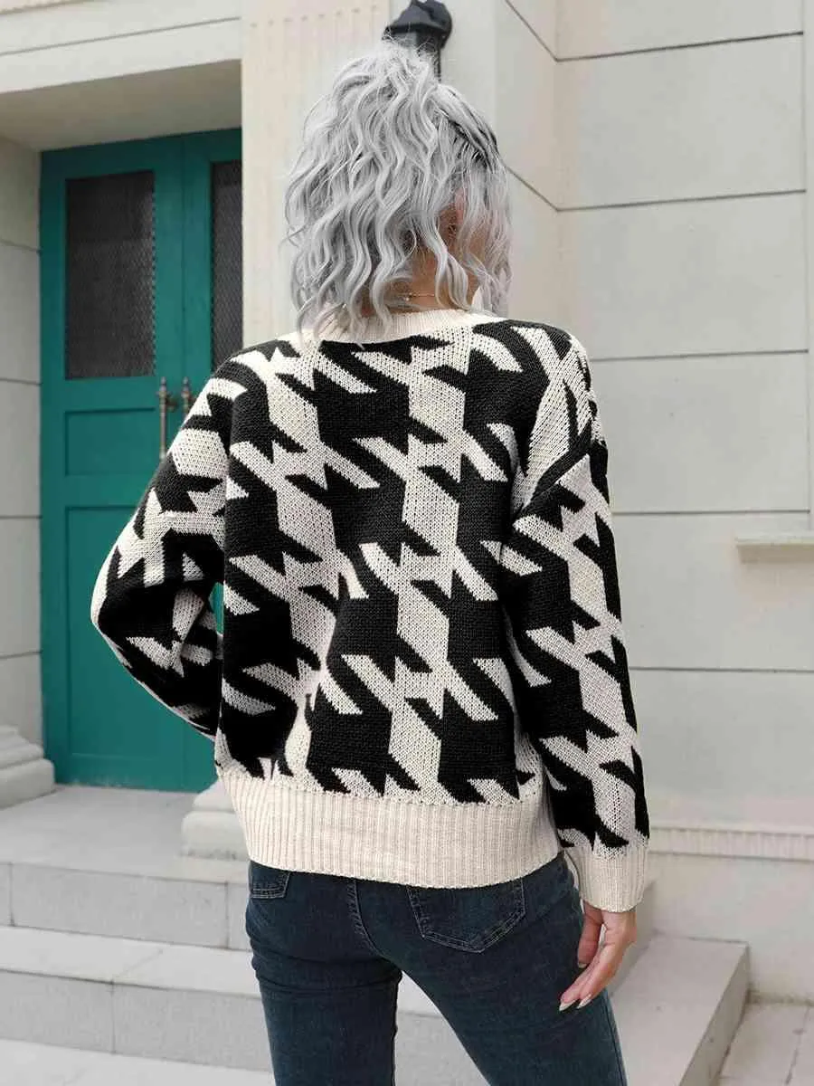 Timeless Houndstooth Cardigan Sweater