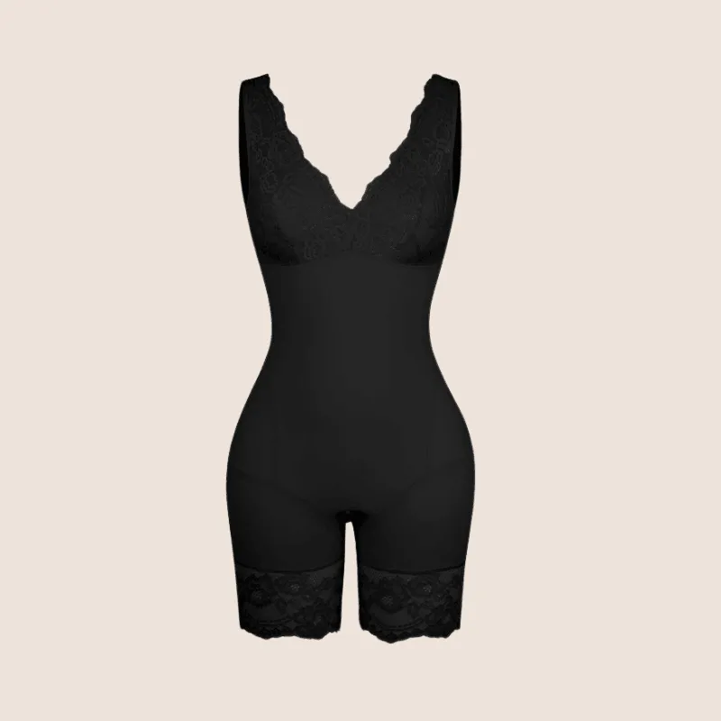 V-Neck Wide Strap Bodysuit - Seamless and Sculpting Shapewear
