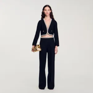 Vayene Cropped Tweed Jacket Black