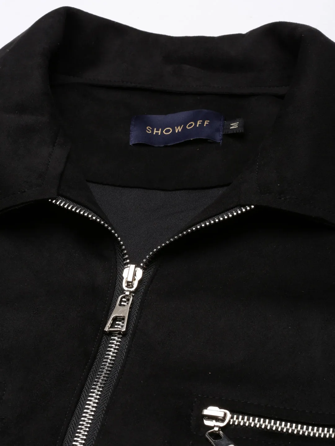 Women Black Suede Tailored Jacket