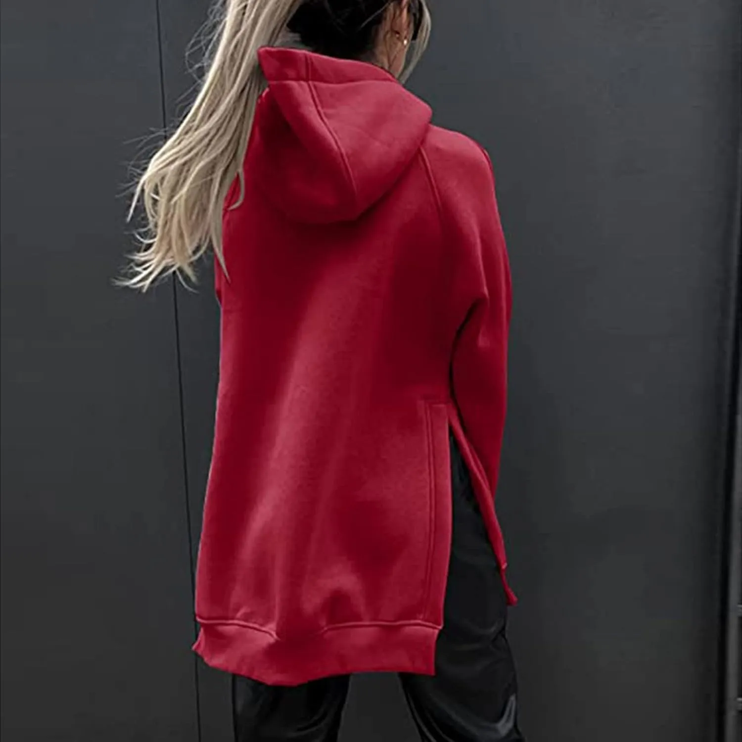 Womens Hoodies Oversized Soild Long Sleeve Pullover Hooded Sweatshirt Casual Loose Outfits 2024 Fall Clothes