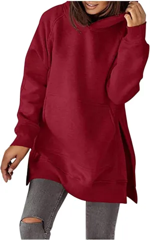 Womens Hoodies Oversized Soild Long Sleeve Pullover Hooded Sweatshirt Casual Loose Outfits 2024 Fall Clothes