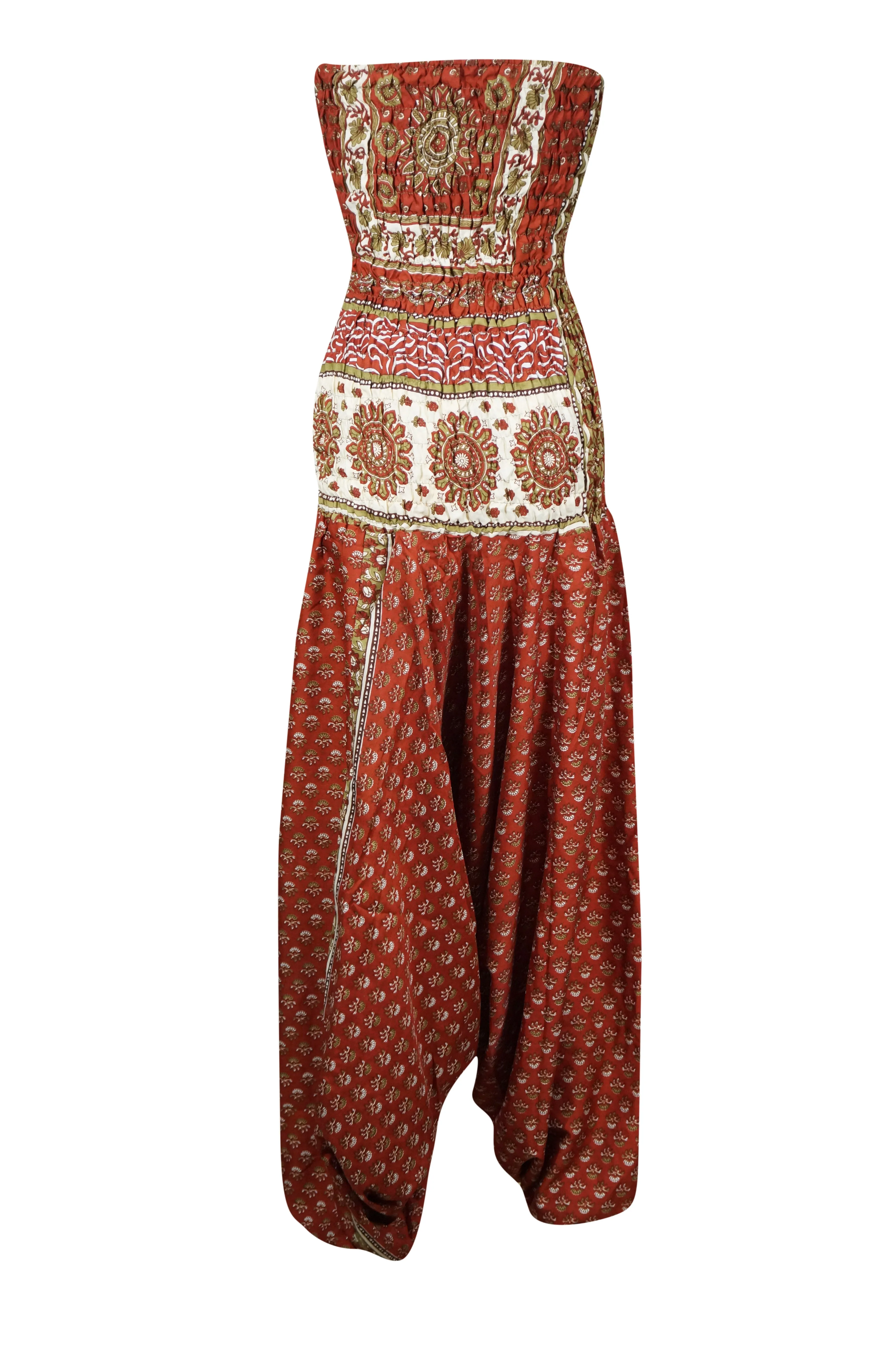 Women's Jumpsuit Boho Chic  in Vibrant Red Floral Stylish Boho Dress M