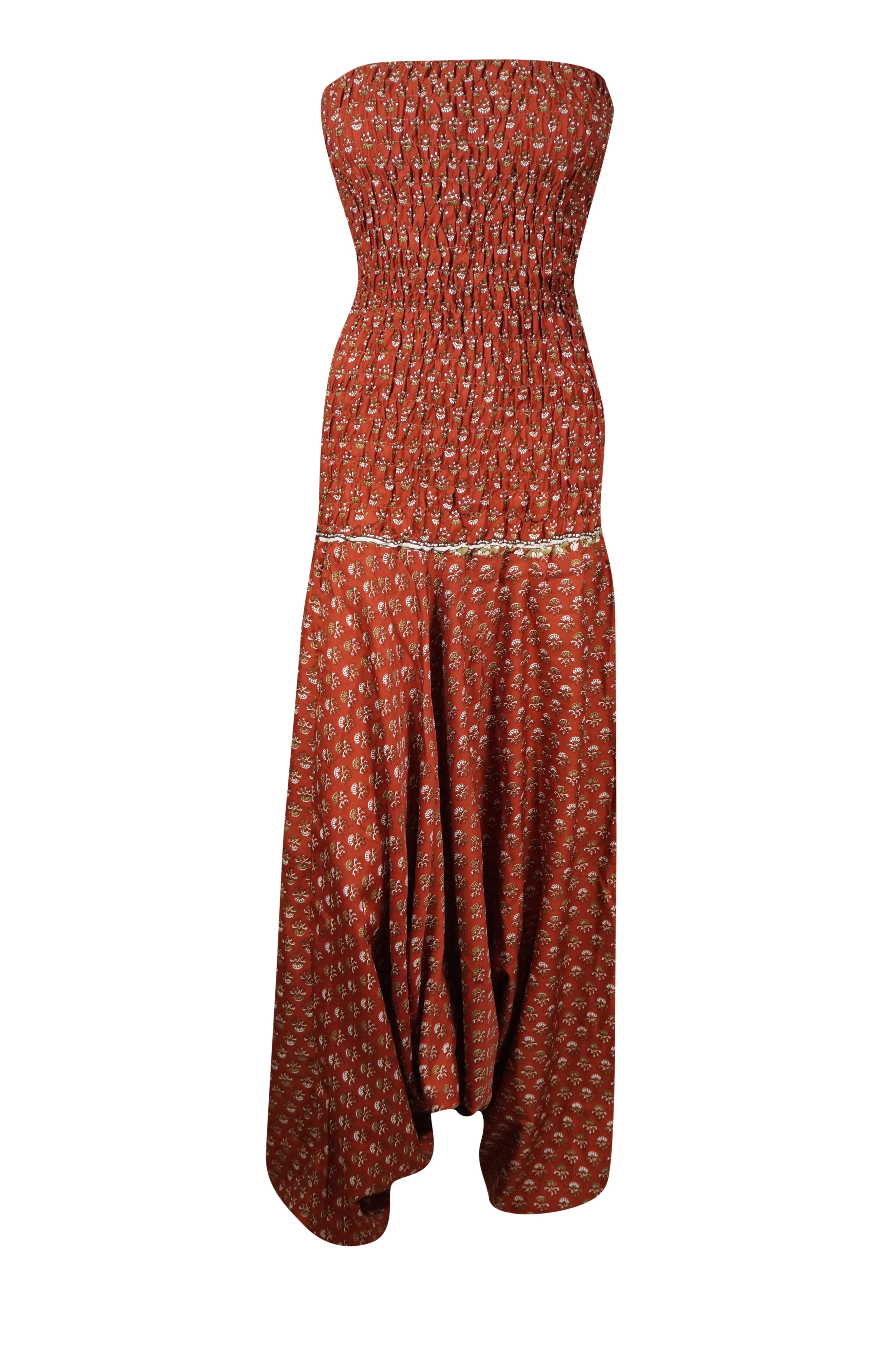 Women's Jumpsuit Boho Chic  in Vibrant Red Floral Stylish Boho Dress M