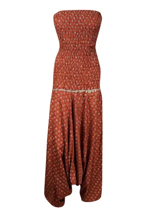 Women's Jumpsuit Boho Chic  in Vibrant Red Floral Stylish Boho Dress M