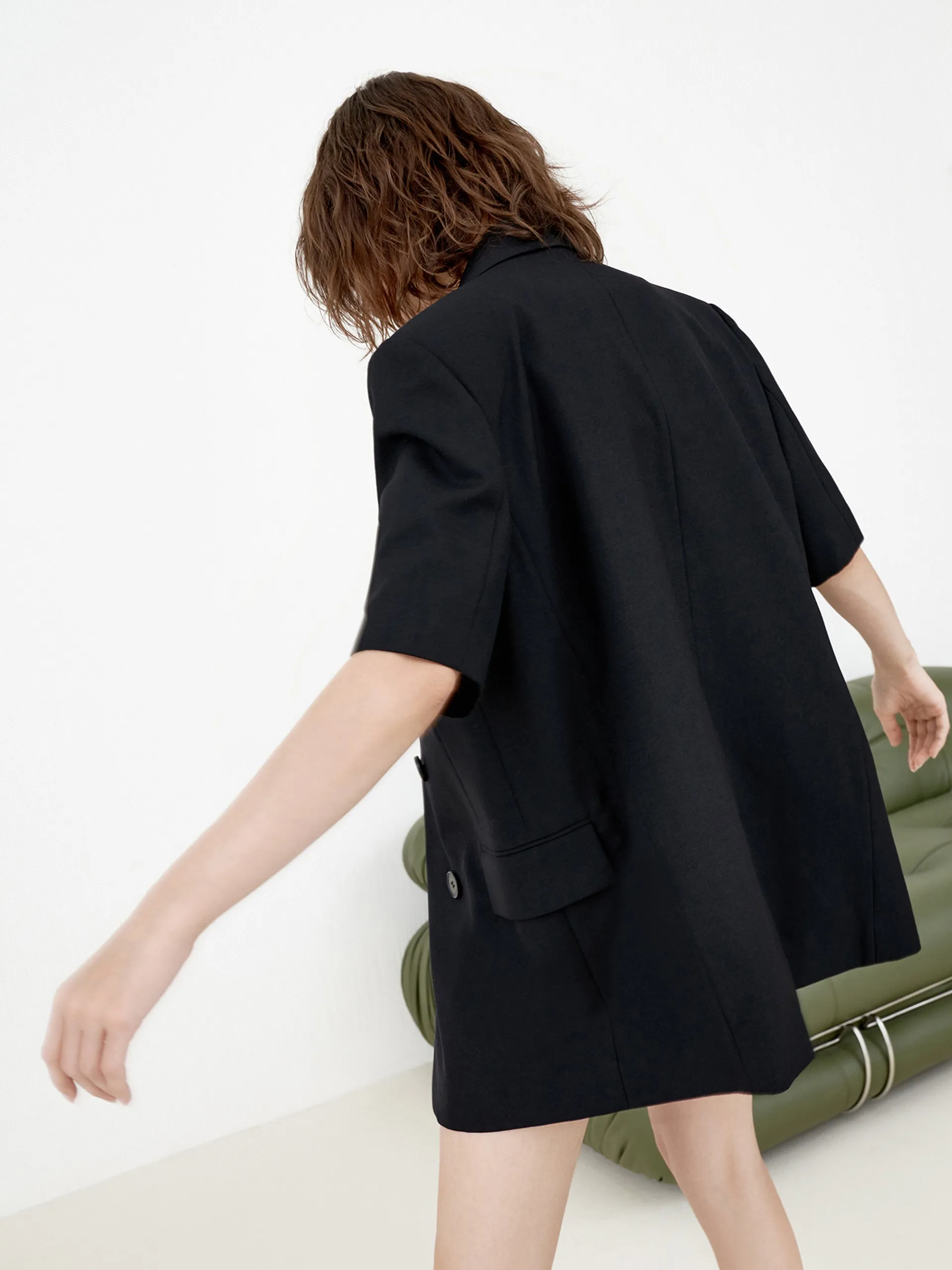 Wool Blend Short Sleeve Blazer