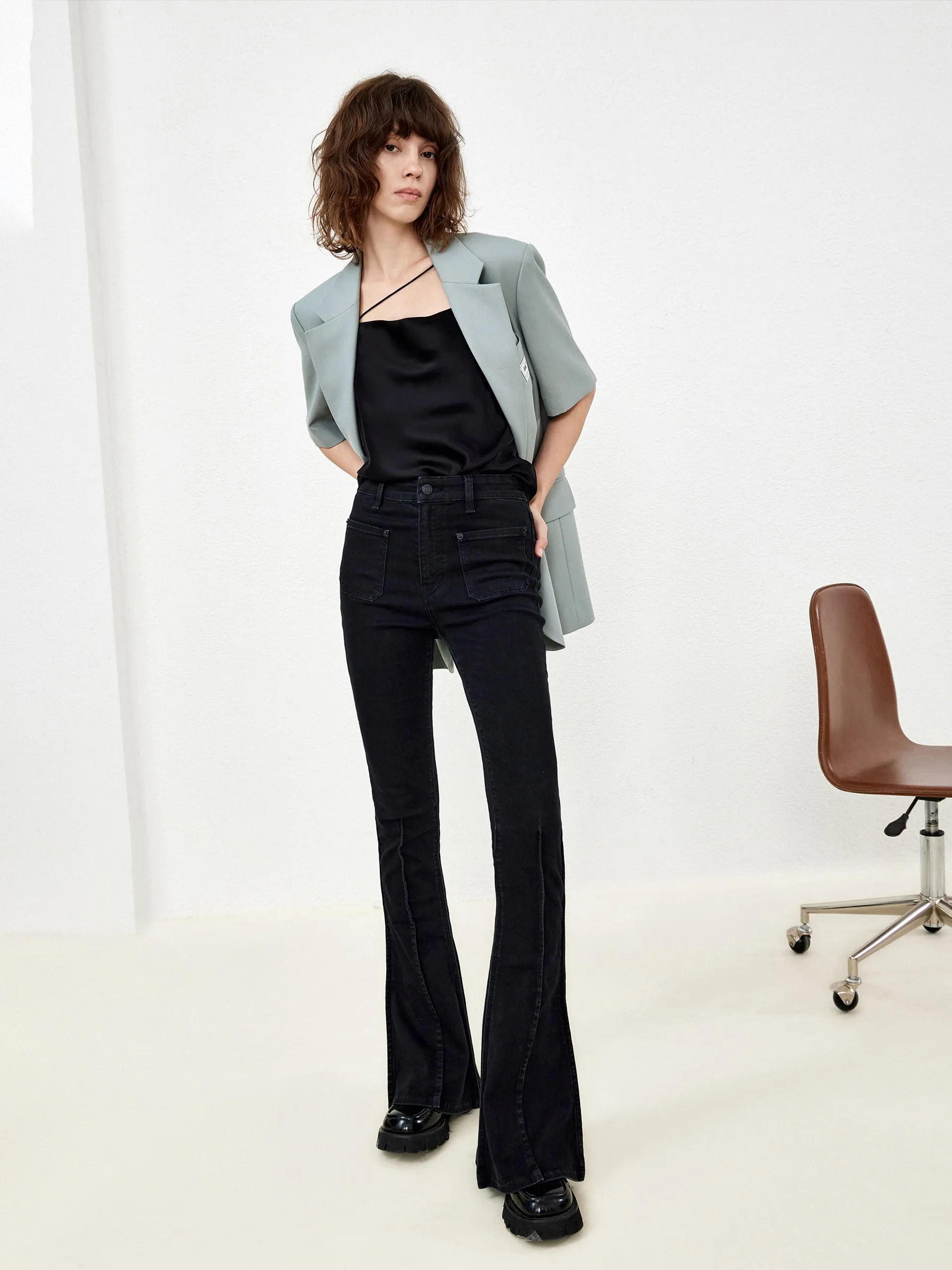 Wool Blend Short Sleeve Blazer