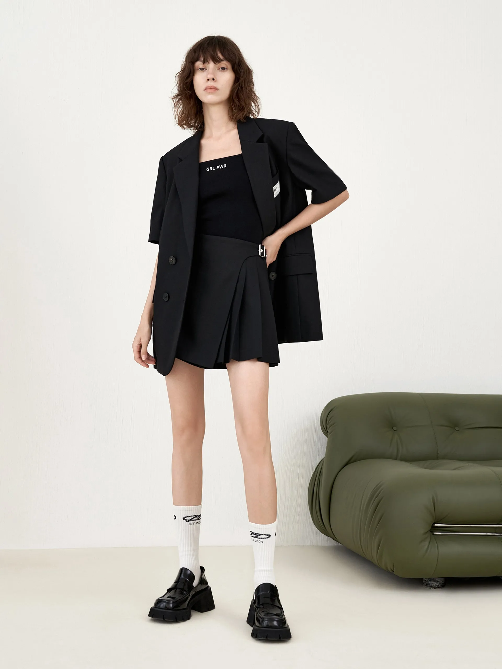 Wool Blend Short Sleeve Blazer