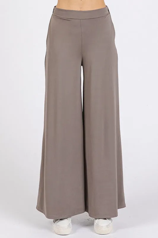 Yoga Air Stretch Elastic Waist Wide Leg Pants